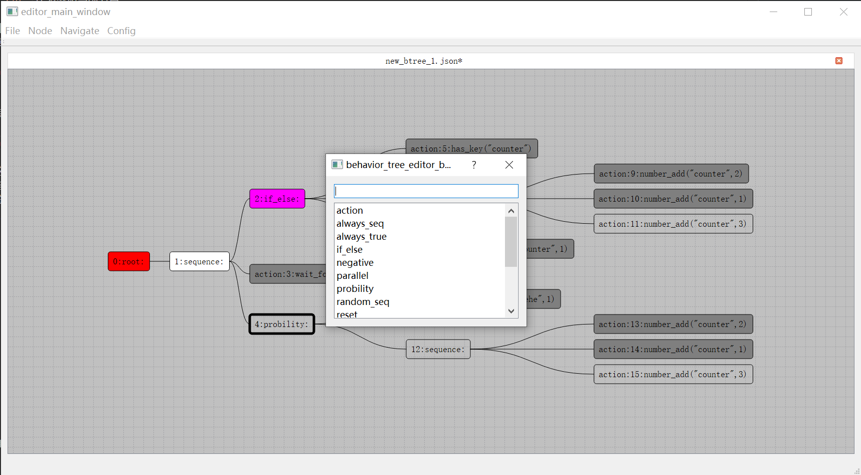 mosaic_game行为树编辑器创建子节点