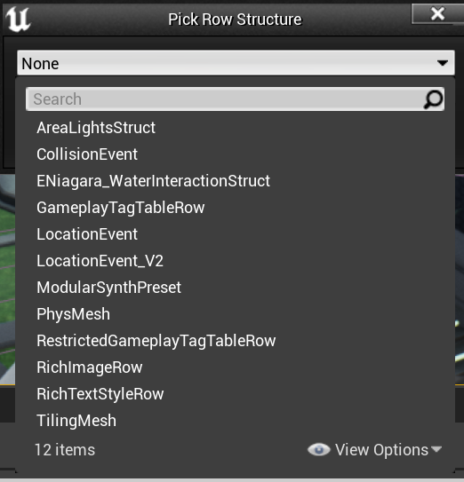 ue数据表格创建时指定行类型